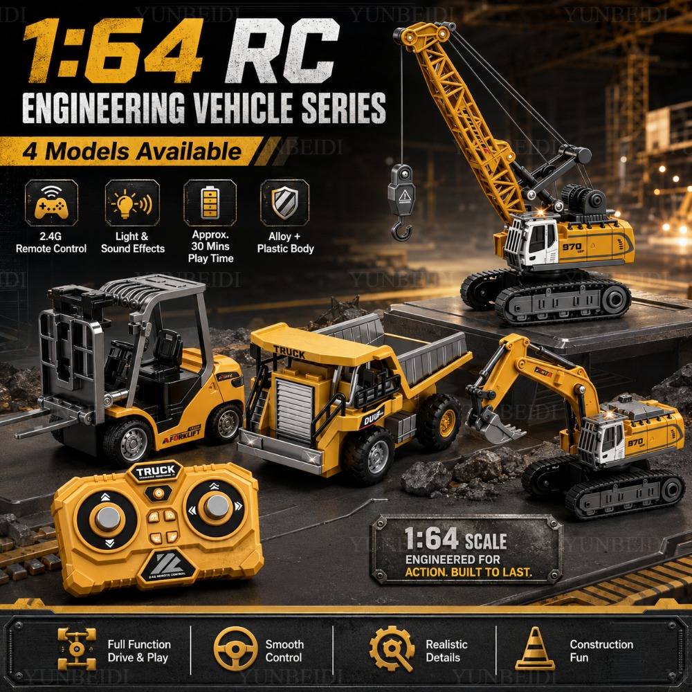 Rc Excavator Hobby - リモコンミニ合金車 1:64 フォークリフト クレーン 掘削機 デスクトップゲーム