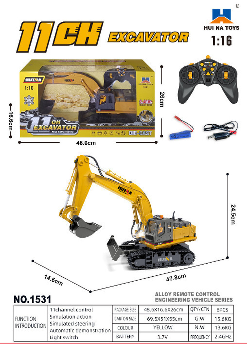 Huina リモートコントロール掘削機 合金製 11チャンネ - Rc Excavator Hobby のレビューと価格