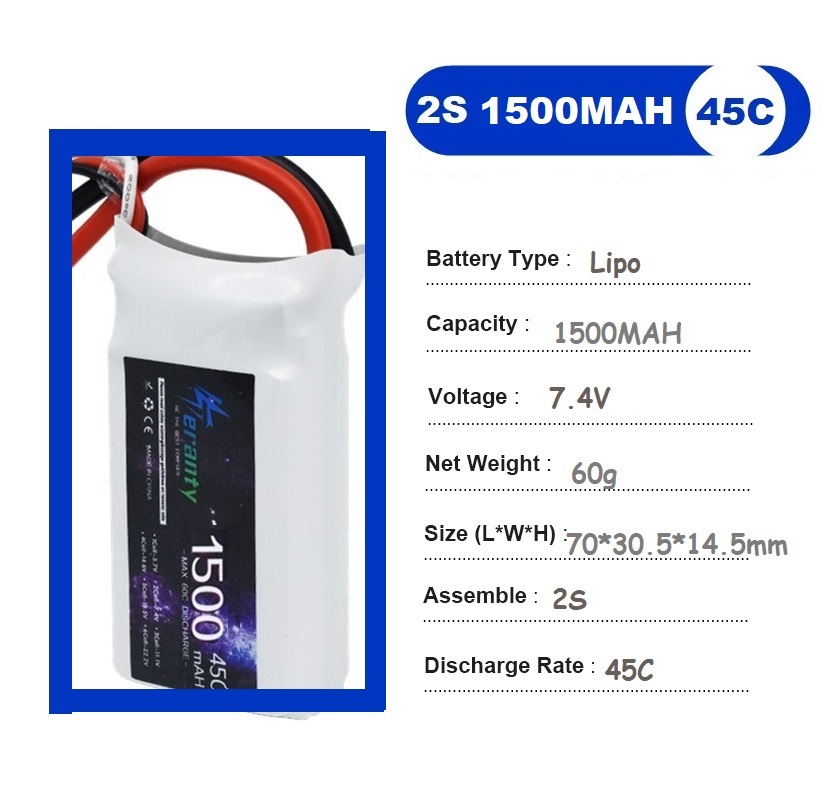 2 個 7.4V Lipo 2S バッテリー 1500mah - Rc Hobby Drone のレビューと価格