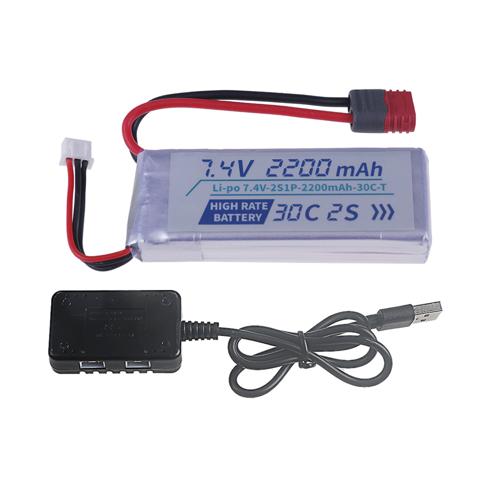 Tプラグ高レート30C 2200mah 7.4Vリポバッテリ - Rc Hobby Drone のレビューと価格