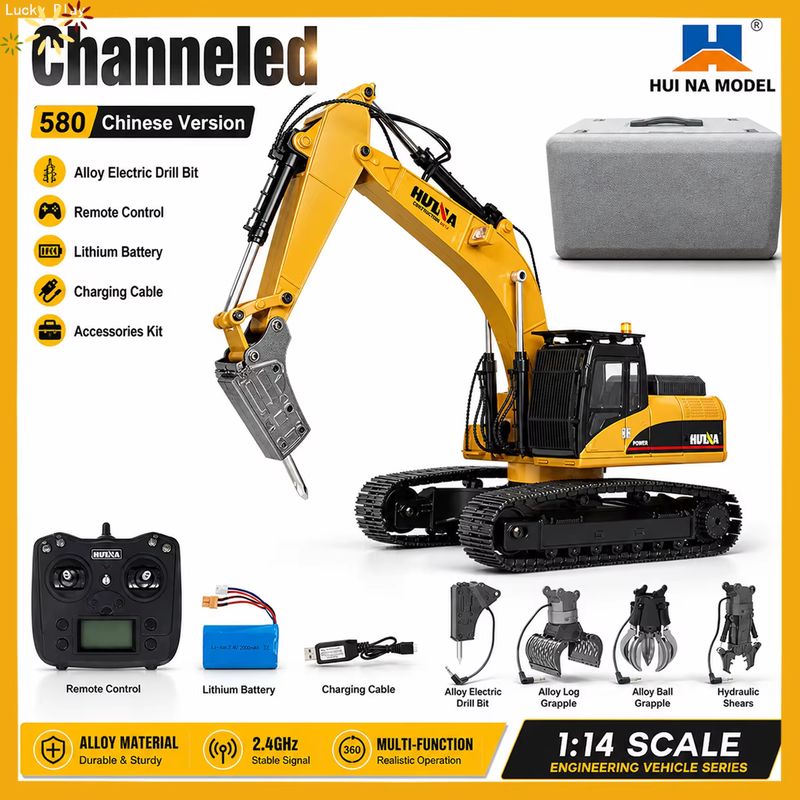 Huina アップグレード 1590 1/14 メタルRC掘 - Rc Excavator Hobby のレビューと価格
