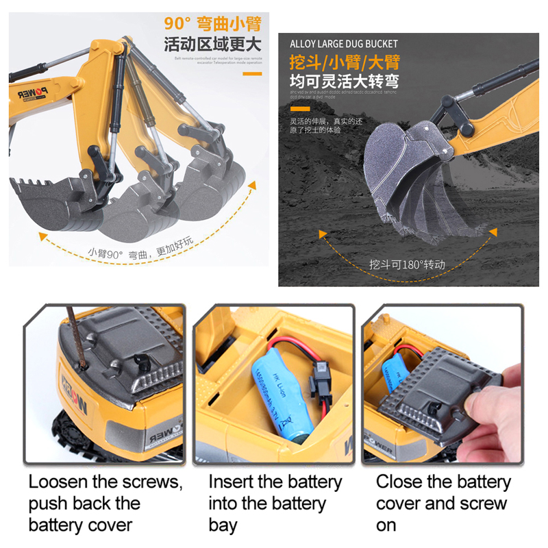 RC ショベル 2.4Ghz 6 チャンネル 1:24 RC - Rc Excavator Hobby のレビューと価格